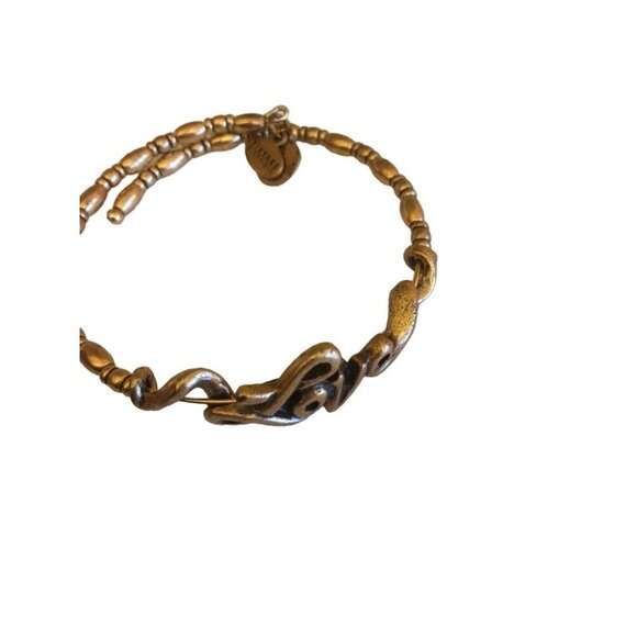 Alex and Ani Gold tone Script Love expandable Bracelet - Picture 1 of 5